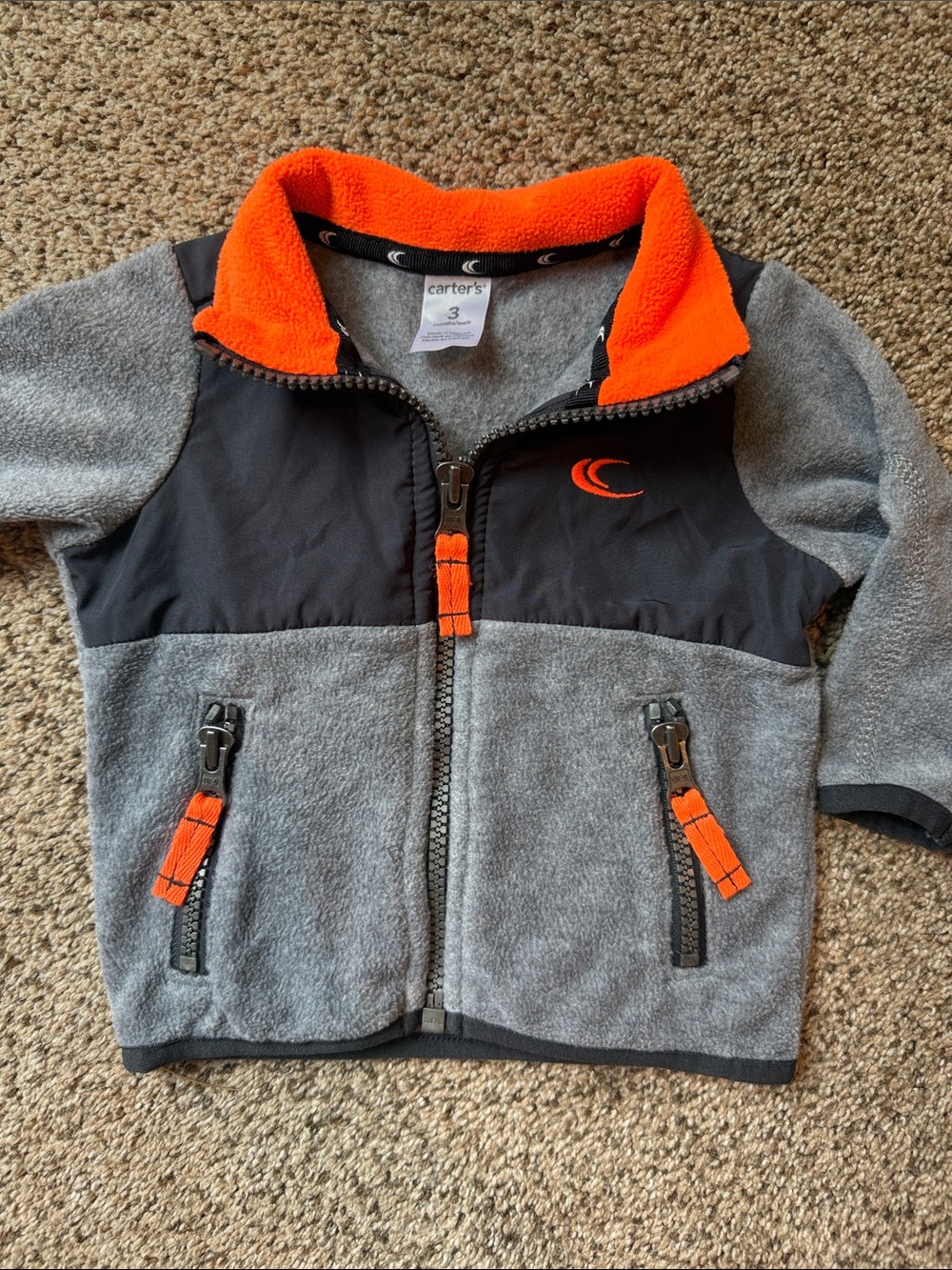 Carter's | Gray Fleece Jacket with Bright Orange Trim